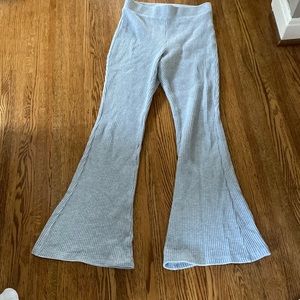aerie waffle knit high wasted flare pants size medium